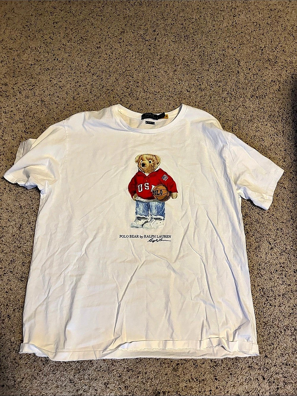 Polo Ralph Lauren Polo Bear Jersey T-Shirt White & Red Medium